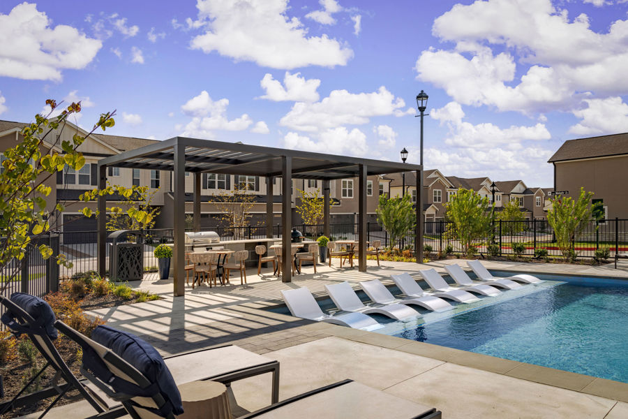 HARMON Melissa resident pool surrounded by lounge seating in Melissa, TX